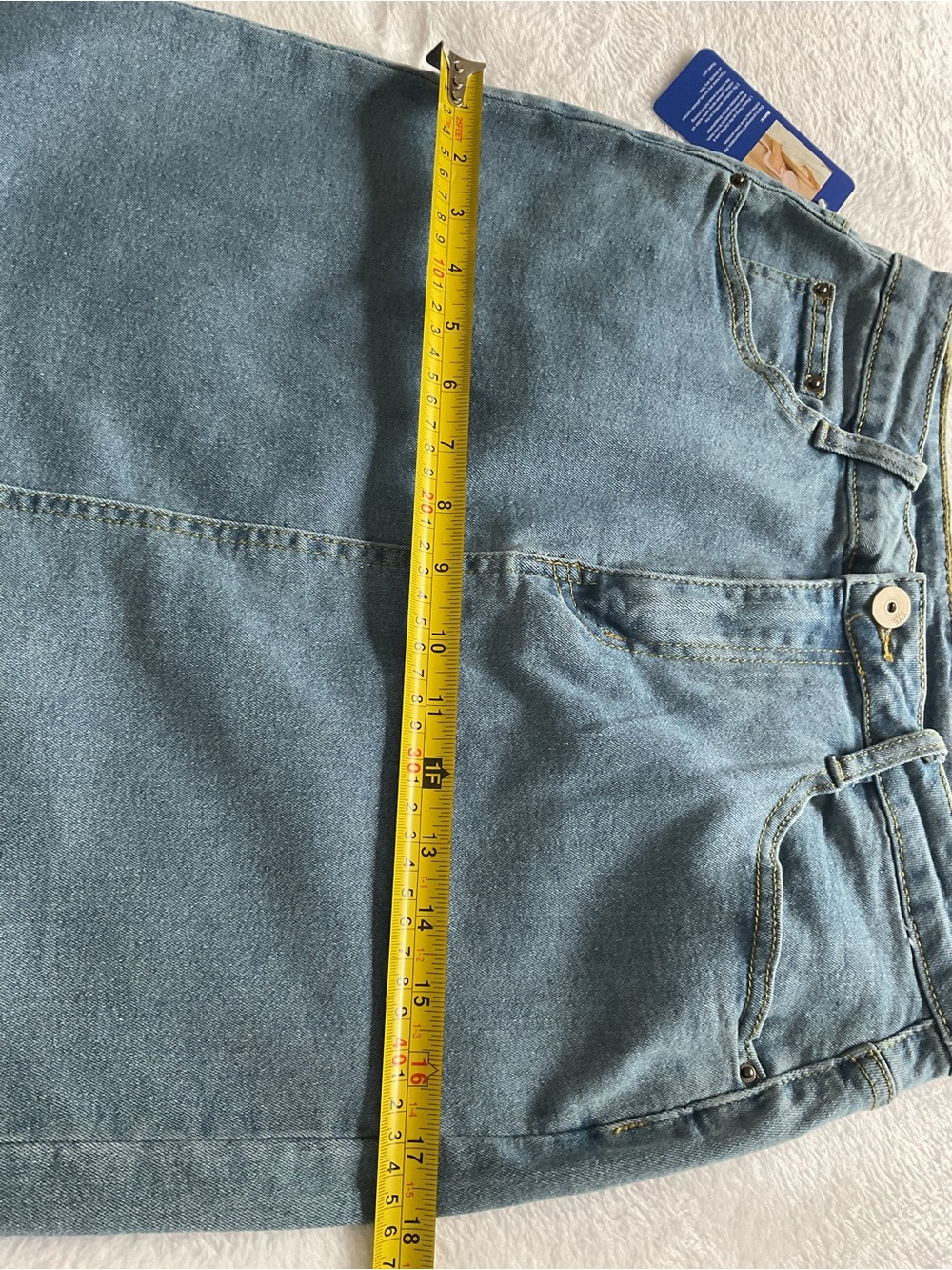 NWT ChouYatou Light Wash Stretch Denim Pencil Skirt Size M - Picture 8 of 12